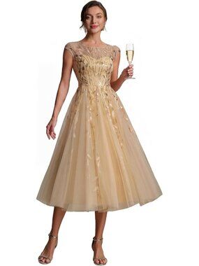 Elegant Sequin Tulle Midi Dress for Weddings & Formal Events - Perfect Guest